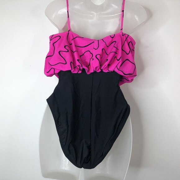 Cole of California Womens Swimsuit Size 10 Pink Black One Piece Vintage 1980s - Picture 7 of 10